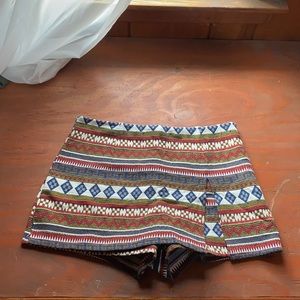 No brand, high-waisted, funky pattern skort - 12.5 inch inseam.